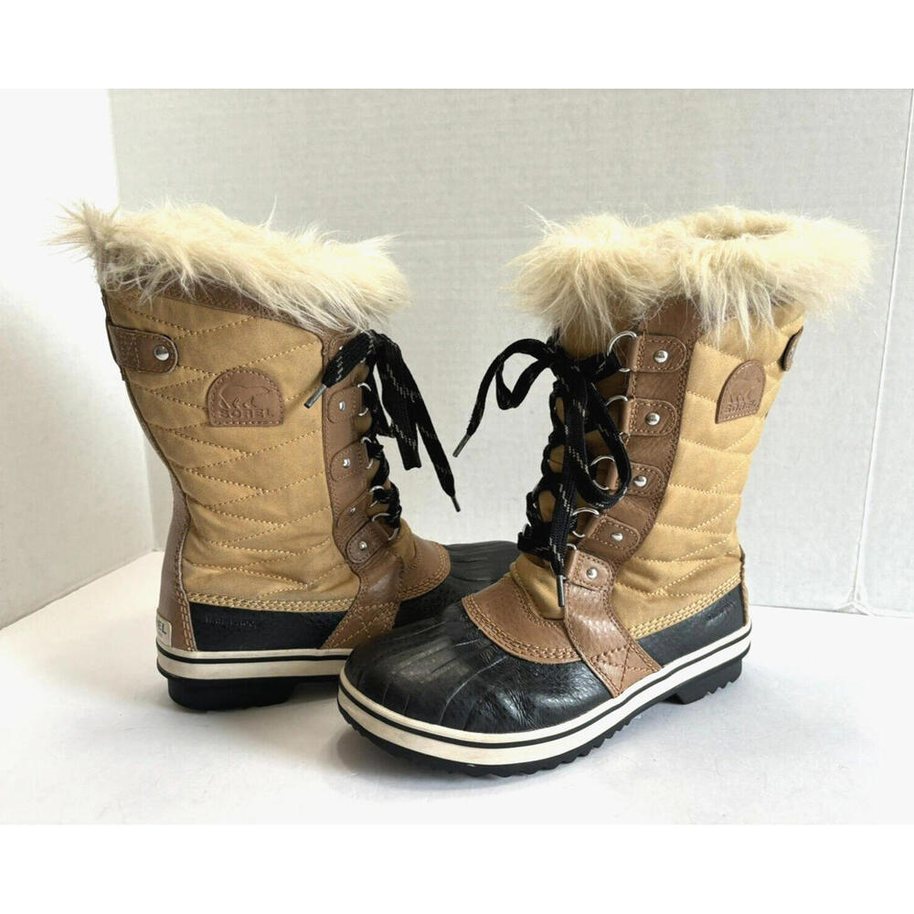 Sorel Tofino II Faux Fur Women’s Curry Fawn Waterproof Winter Snow Boots Size 6
